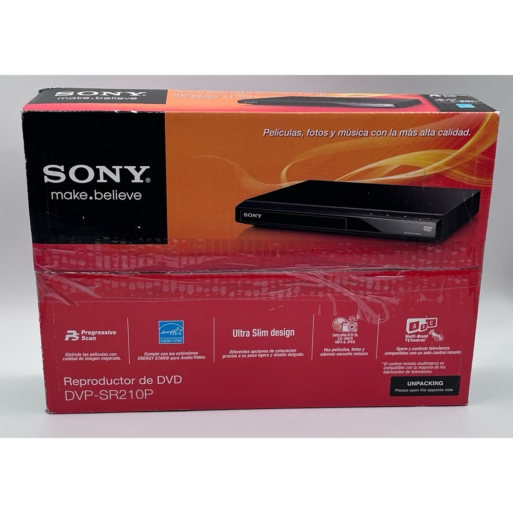 Sony DVP-SR210P DVD Player New Open Box Remote‎ & Cables Progressive Scan Black